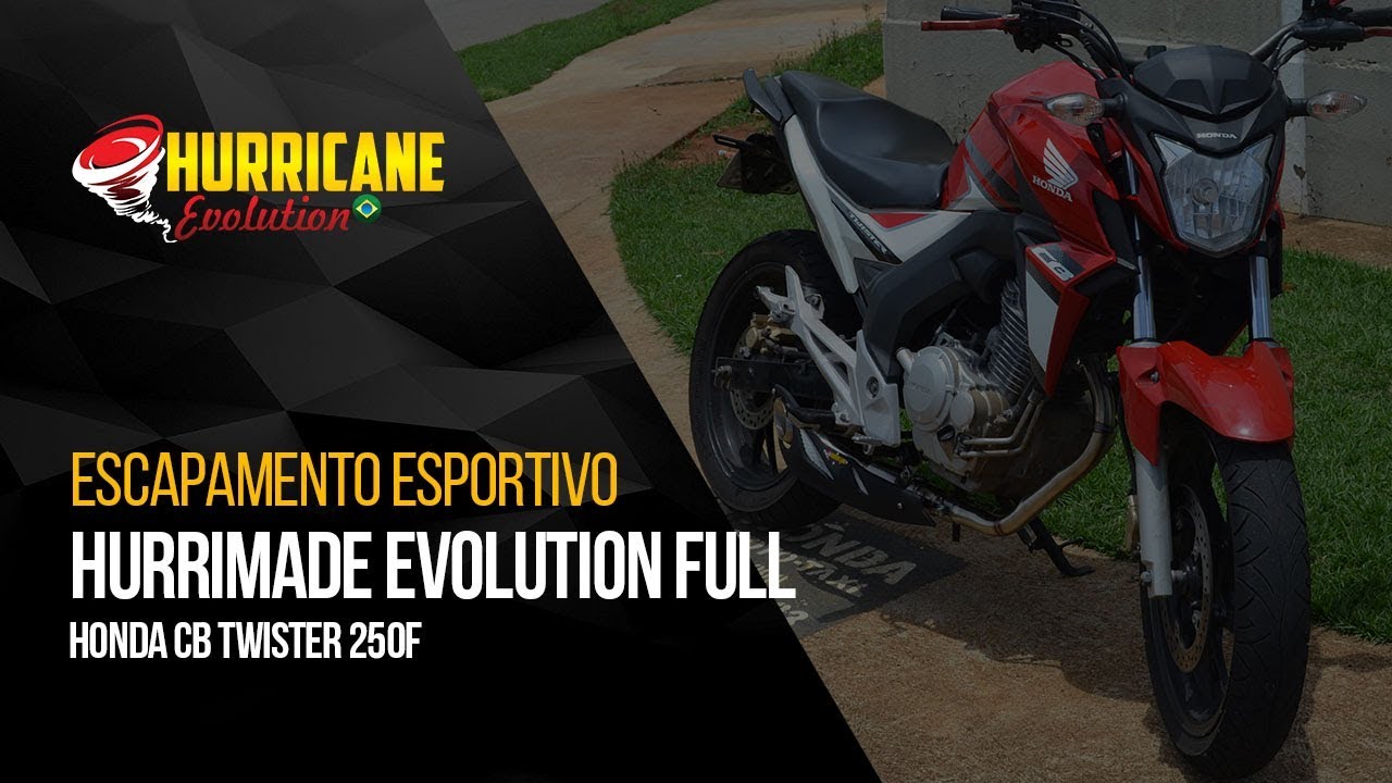 Capa do vídeo  Escapamento Hurrimade Evolution Full Honda CB 250F Twister 2016 a 2022