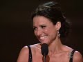 julia louis-dreyfus wins the emmy for outstanding lead actress in a comedy series at the 58th primetime emmy awards in 2006.