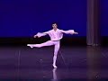 this is from a ballet by mr. yatsuyanagi.  he left this music open for me to choreograph.  before everyone jumps on me for being sloppy, i realize!  but you have to realize that the studio we rehearsed in is too small to do a proper diagonal, let alone a manege, and i had no coach either.  so, this was the second time i'd ever even tried this choreography (the first time was in dress-rehearsal!)  the soutenue at the end was accidental, but it work out musically anyways.  the idea was to finish in first arabesue, then go straight to the knee.