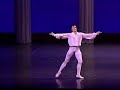 this is from a ballet by mr. yatsuyanagi.  he left this music open for me to choreograph.  before everyone jumps on me for being sloppy, i realize!  but you have to realize that the studio we rehearsed in is too small to do a proper diagonal, let alone a manege, and i had no coach either.  so, this was the second time i'd ever even tried this choreography (the first time was in dress-rehearsal!)  the soutenue at the end was accidental, but it work out musically anyways.  the idea was to finish in first arabesue, then go straight to the knee.