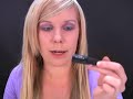Kylie Minogue Make Up - Purple and Green Eyes with soft pink glossy lips