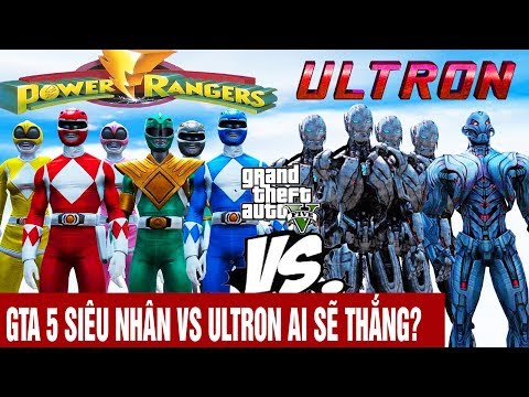 Gta 5 Mods Siêu nhân với Ultron ai sẽ thắng? Power rangers vs Ultron - Grand Theft Auto V