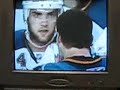 Cory Sarich lays out patrick marleau big hit Calgary Flames