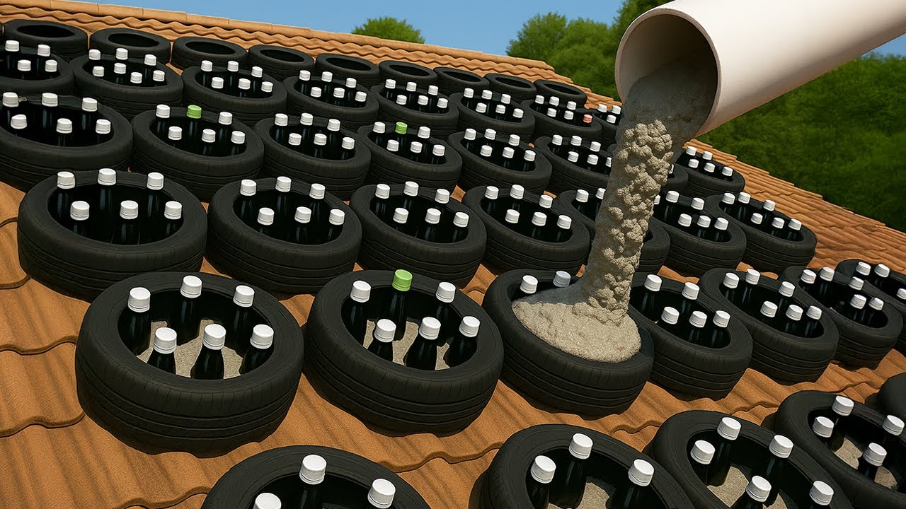 Very few people know about this great invention! 9 free ideas from empty bottles + cement/ old tires