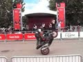 Motorcycle stunts outside Sandisk HQ at Ducati event