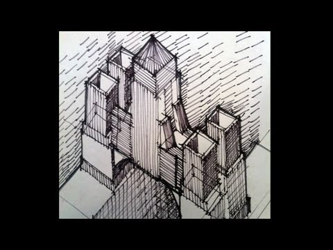 Bldg - Learn about architecture and design with Doug Patt at the Architect's Academy. http://academy.howtoarchitect.com/ A hand drawn sketch of a building Doug Patt...
