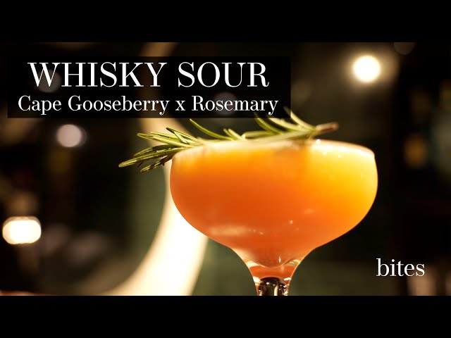 Whisky Sour with Cape Gooseberry in Japanese style / 食用ほおずきxローズマリー ウイスキーサワー
