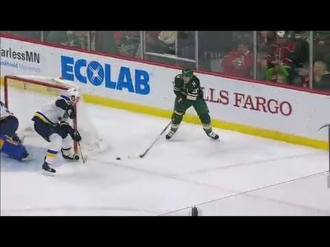 Video: Wild's Suter scores tricky goal from behind Blues' net