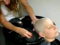Nicolina head shaving and 80ies perming! Look!