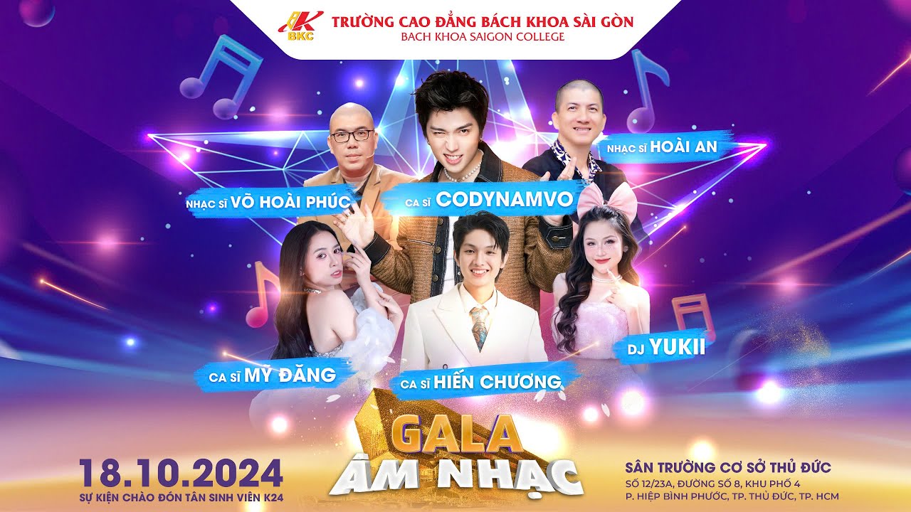 CodyNamvo, Nhạc sĩ Hoài An,... tại đêm gala chào đón Tân sinh viên K24