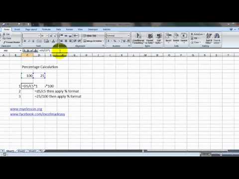how to calculate percentage in excel