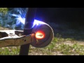 Solar Death Ray Melting a Saw Blade Steel with a 65 Spot Fresnel Lens Obsidian