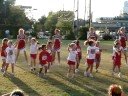 this is kara's first cheerleading performance.  apparently she was gifted with my coordination or lack thereof, poor thing.  she had such a good time though!  go indians!
