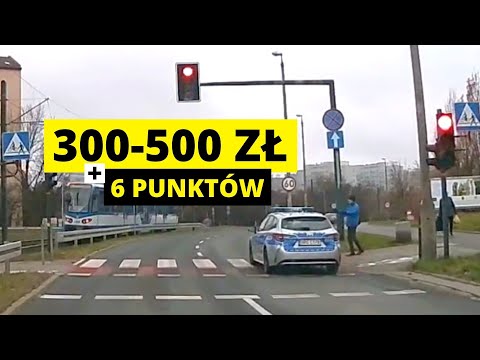 Policjanci przejeżdżają na czerwonym i nie przepuszczają pieszego