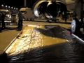 Engine wash on a V2500 engine fitted to an Airbus A320 aircraft using the Juniper 2x25 gallon compressor wash rig and trailer mounted Kyoto containment mat for Aegean Airlines, Athens, Greece.