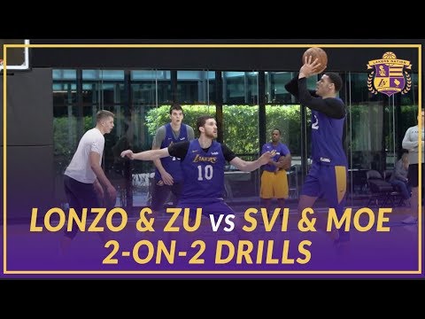 Video: Lakers Practice: 2 on 2 drills, Lonzo Ball & Ivica Zubac vs Svi Mykhailiuk & Moe Wagner