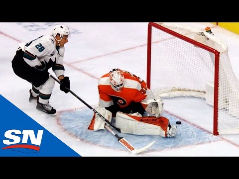 Timo Meier Bursts Through Flyers Defence & Back-hands Puck Around Brian Elliott