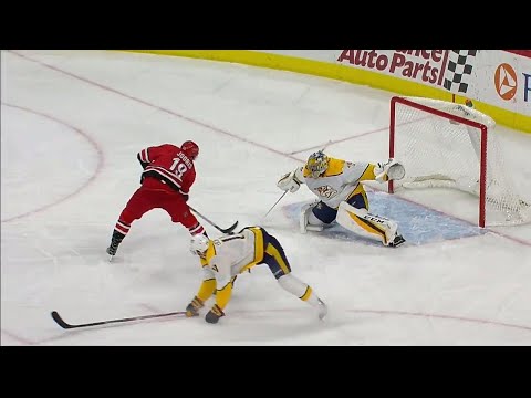 Hurricanes' Jooris dekes and scores a beauty after great stretch pass from Kruger
