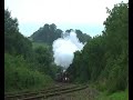 6233 duchess of sutherland put in some cracking performances hauling the cathedrals expresses on the 20th and 28th of august.
first shot is of the duchess near cole on the climb out of castle cary on the returning run from exeter, in which the engine could be heard before castle cary.

second shot is from the 27th, and was taken at frampton mansell on the climb to sapperton on the return leg from from worcester. the engine broke the record for the fastest accent of the bank, topping the summit at 38mph with an 11 coach load. great sound!!