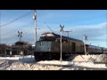 (HD) Amtrak Downeaster Train #696 Rolls Through Old Orchard Beach, Maine on a Cold Saturday