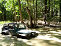 Jeep stuck in the mud, winches out - Warn winch