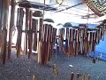 Wind chimes,  and sarongs, Mele Kalikimaka, at Hilo Farmers Market