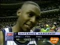 the orlando magic have gone from the brink of elimination to the verge of the second round. 

penny hardaway scored 41 points and orlando evened its first-round series with miami at two games apiece thursday night with a 99-91 victory over the heat. 

the magic, blown out in the first two games of the best-of-5 matchup on the road, will return to miami arena for the decisive game sunday. the winner will advance to the eastern conference semifinals against the new york knicks. 

hardaway, who played the entire game, was 12-for-23 from the field and had seven rebounds, four steals and three blocked shots after scoring a playoff career-high 42 to help orlando stave off elimination in game 3 tuesday night. 

derek strong had 15 points and eight rebounds, while game 3 sparkplug darrell armstrong contributed 12 points and nine assists in a career-high 40 minutes for the magic, who played without injured starters horace grant and rony seikaly. 

alonzo mourning led miami, which won the first two games by 35 and 17 points, with 23 points and 13 rebounds. p.j. brown had 20 points and 13 rebounds, while jamal mashburn made six three-pointers and finished with 19 before fouling out in the fourth quarter. 

the magic used what amounted to a four-guard, no-center lineup to get back into the series in game 3, but coach richie adubato resisted the temptation to start thursday's game with the same disruptive lineup. 

instead, orlando stuck with brian shaw at point guard and moved 37-year-old backup center danny schayes into seikaly's starting spot and continued to depend on hardaway to carry the offense. 

the magic star scored 18 of his team's 27 points in the first quarter and had four more in a 15-2 run that put orlando up 42-27 midway through the second period. 

it was 53-39 at the half, and the magic weathered a heat surge to cling to a 73-64 advantage going into the fourth quarter. 

the closest the heat got in the second half was 61-57 with 4:14 left in the third quarter. orlando regained control with an 8-2 spurt and led by at least five the rest of the way. 

the magic are looking to become only the sixth team in nba history to rebound from a 2-0 deficit to win a best-of-5 series. the last team to do it was denver against the seattle supersonics in 1994. 

notes: seikaly's injured foot will remain in a cast for six to eight weeks. ... one of the disadvantages of orlando's small lineup is that it leaves the magic vulnerable on the boards. they were outrebounded 53-32 in game 3 and 44-40 in game 4. ... penny hardaway tied orlando's playoff record for points in a half with 27 in the first two quarters. ... miami's tim hardaway continued to shoot poorly, going 5-for-18 and scoring 16 points.