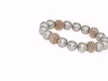 18K Rose Gold Over Sterling Silver Bead and Faux Grey Pearl