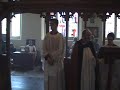 after the procession the blessed sacrament is returned to the altar and a solemn te deum is sung.  the setting of the te deum used has alternate verses in plainchant and for organ and was composed by john redford (1486-1547).