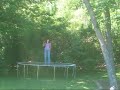 Idiot falls off trampoline