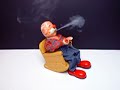 SAN Marusan Japan Smoking Grandpa Tin Toy