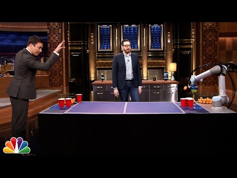 Jimmy - It's man versus machine as Jimmy attempts to defeat tech expert Joshua Topolsky's robot arm in a game of beer pong. Subscribe NOW to The Tonight Show Starrin...
