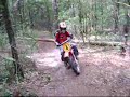 Pit bike riding in the woods