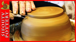 Pottery trimming a Square Clay Bowl. How to trimming video.