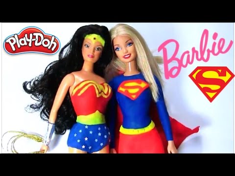 Super Girl Barbie Play Doh Costumes Super Hero Diy  How to Make