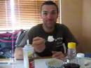 Summy & Daddy having breaky~14 weeks old