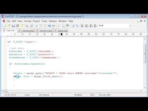 PHP Tutorials: 'Remember me' style Login System using Cookies and Sessions (Part 3)