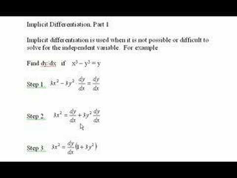 Implicit Differentiation, Part 1 (of ...