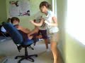 Random people spinning on a chair