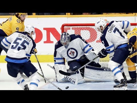Video: Hellebuyck makes 47 saves en route to game one Jets victory