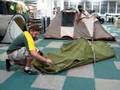 Camperland Johnny Hill erects a Burke & Wills swag swags