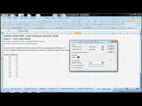 how to use t test in excel 2007