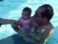 Hannah Basiri in the pool for the first time