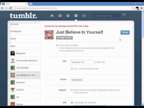 how to change tumblr url