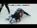 Erik Karlsson hits Evender Kane hard and Kane go back and hit Karlsson with a cheap shot. A bit latter Chris Neil goes to fight Kane. January 16th 2012