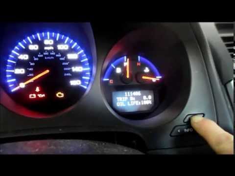how to reset oil on 2006 acura tl