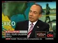 Wolf Blitzer questions President Calderon about Mexico's own immigration laws regarding illegal aliens. Calderon contradicted himself in his answers about immigration enforcement in Mexico. Yet he has the nerve to come to the US and criticize Arizona's immigration law. Hey Calderon, keep your nose out of our country.
