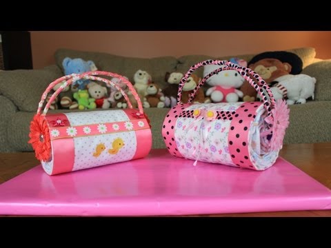 diaper - Another quick and easy Diaper Cake idea by Thom, a Diaper Cake Purse. This is one of the easier Diaper Cakes to make and does not need a lot of items to make...
