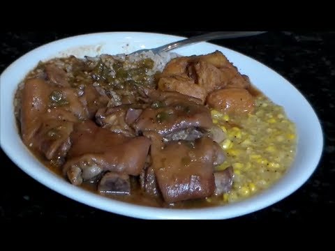 Feet - This is my recipe for Pigs Feet. A Southern Soul Food Dish and one of my mom's favorite. Cooked very tender and served with White Rice and Gravy, Yams and Cr...