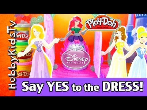 Disney Princess PLAY-DOH Design-A-Dress: ARIEL Say Yes to the Dress! Cinderella, Rapunzel, Belle